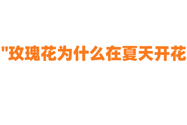 "玫瑰花为什么在夏天开花？"
